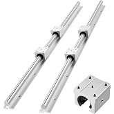 VEVOR Linear Rail Kit, SBR25, 2Pcs 1200 mm (47.24 inch) Linear Motion Guide Rails and 4Pcs Bearing Slide Blocks, Fully Supported Shaft, for Cutting, Grinding, Milling, Drilling Machines, and More