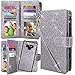 Harryshell Detachable Magnetic 12 Card Slots Wallet Case PU Leather Flip Protective Cover Wrist Strap for Samsung Galaxy Note 9 (Bling Grey)