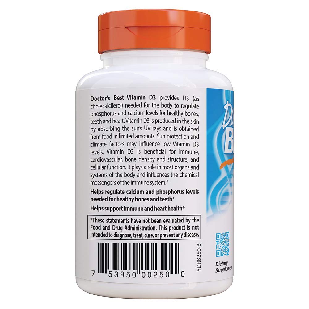 Doctor's Best Vitamin D3 5000iu, NonGMO, Gluten Free, Soy Free