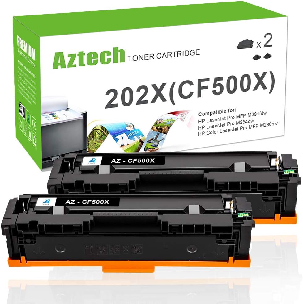Aztech Compatible Toner Cartridge Replacement for HP 202A CF500A 202X CF500X (Black, 2-Packs)