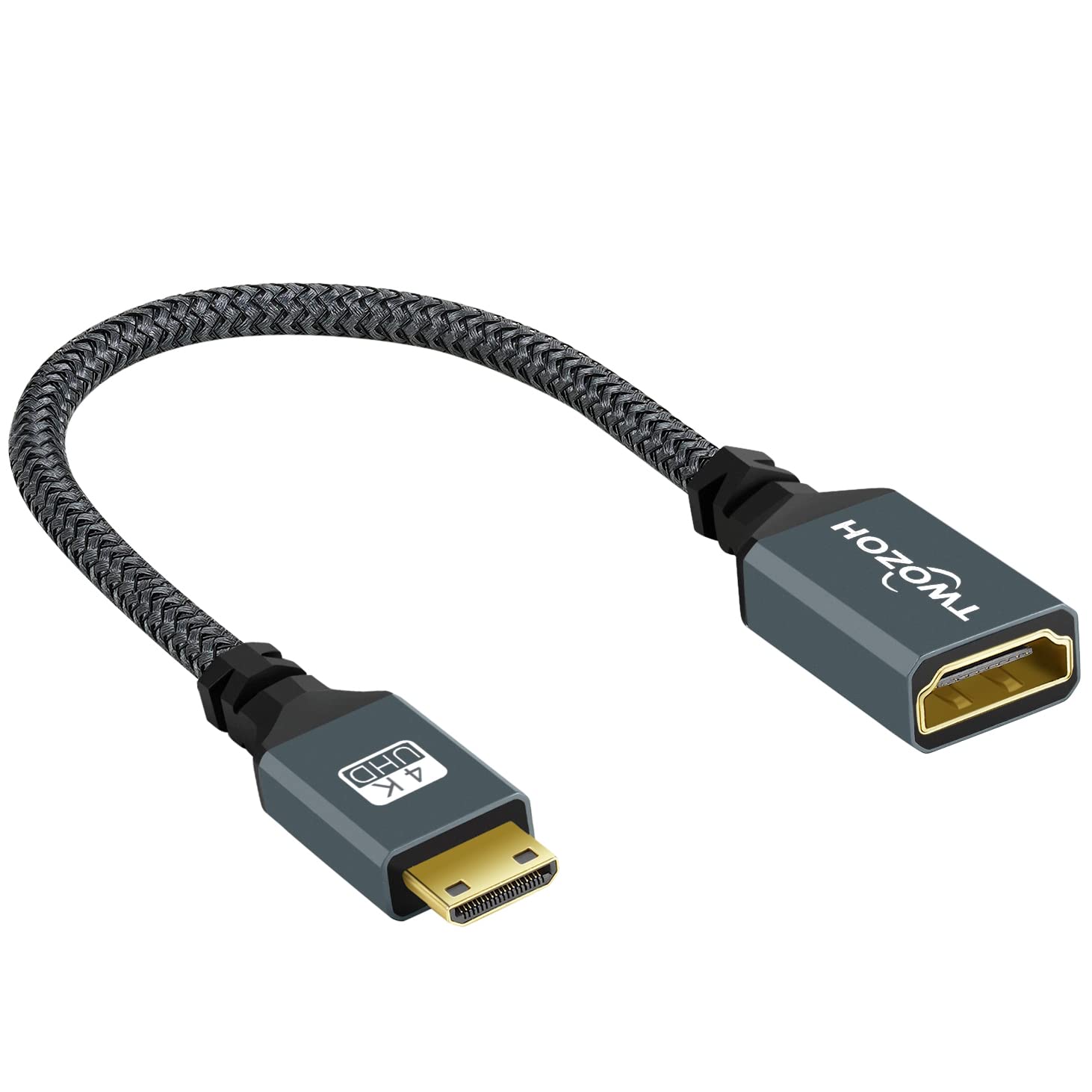 Twozoh Mini HDMI to HDMI Adapter, Mini HDMI Male to full HDMI Female Cable Adapter Support 1080P Full HD, 4K, 3D, for DSLR, Camera, Camcorder, Graphics Card, Laptop, Tablet, HDTV, Projector — image 1