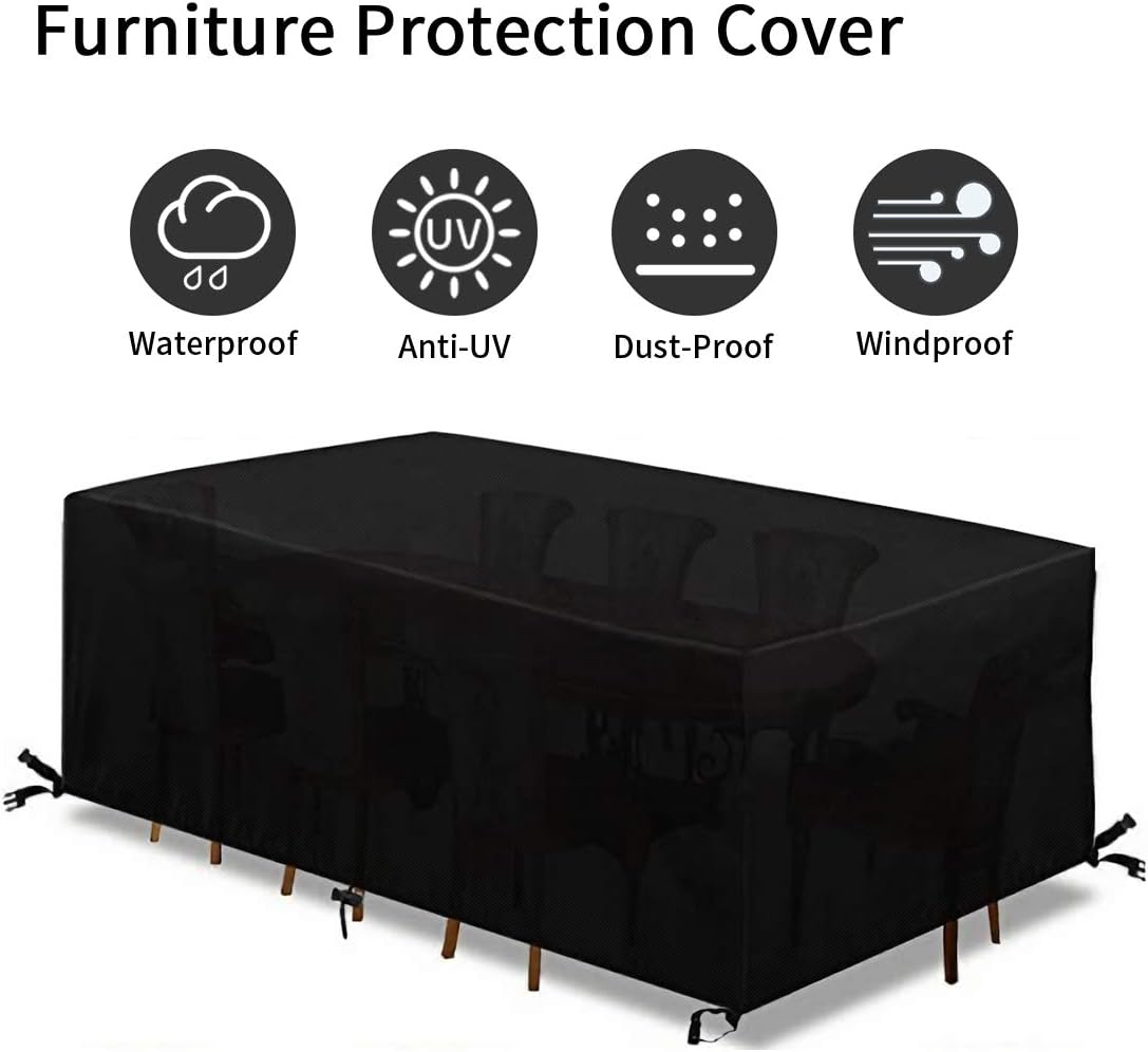 GEMITTO Garden Furniture Cover 155x115x65cm Patio Furniture Cover Upgraded Tear-Resistant, Waterproof, Windproof - Image 3
