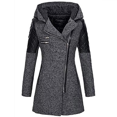 Riou Windbreaker Damen Gefüttert Dicken Warm Winterjacke Slim Fit Jacke Parka Mantel Bequem Kapuzenjacke Mit Kapuze Lang Tren