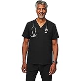 FIGS Chisec Scrub Top for Men – 3 Pockets, Tailored Fit, Squared V-Neck, 4-Way Stretch, Moisture-Wicking