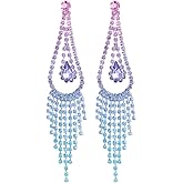 Colorful Rhinestone Long Tassel Drop Earrings Crystal Chandelier Wedding Party Prom Earrings Jewelry Gifts for Women Wedding Party Jewelry