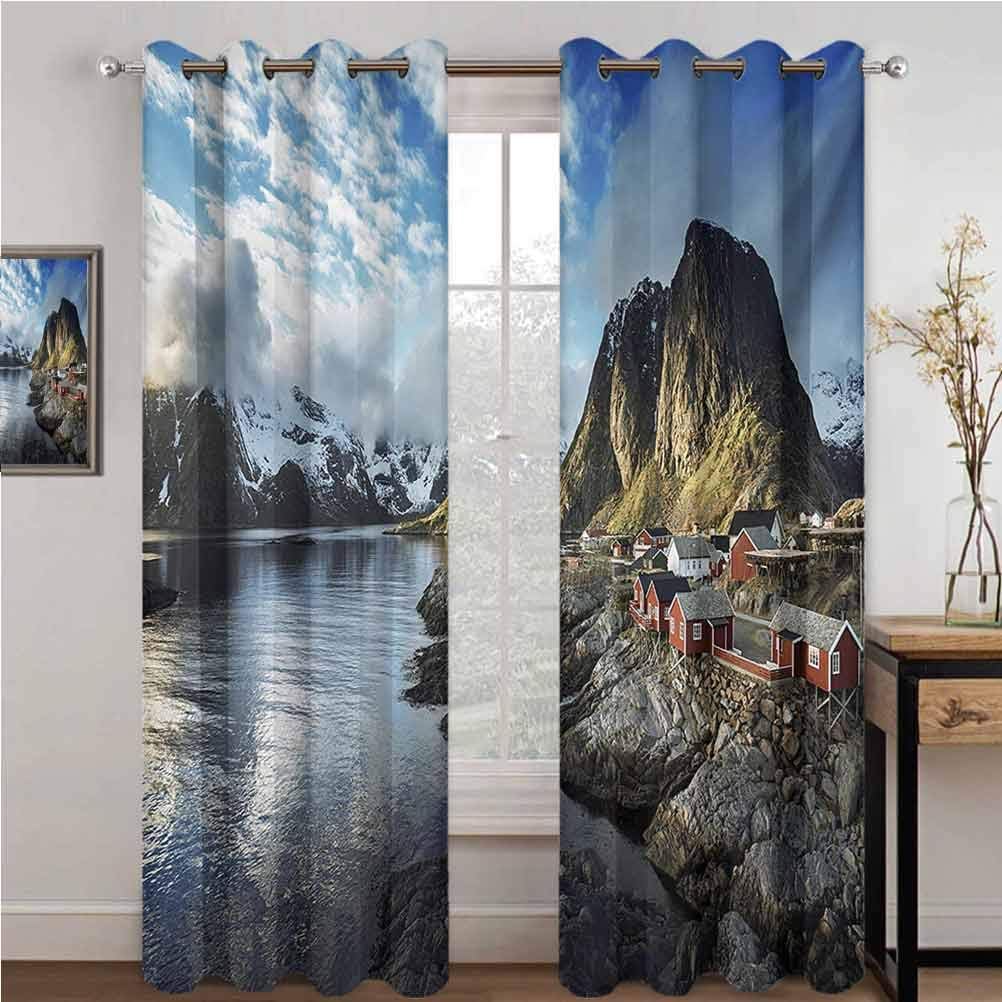 Island 99% Cortinas opacas para la pesca en otoño con rocas y nubes