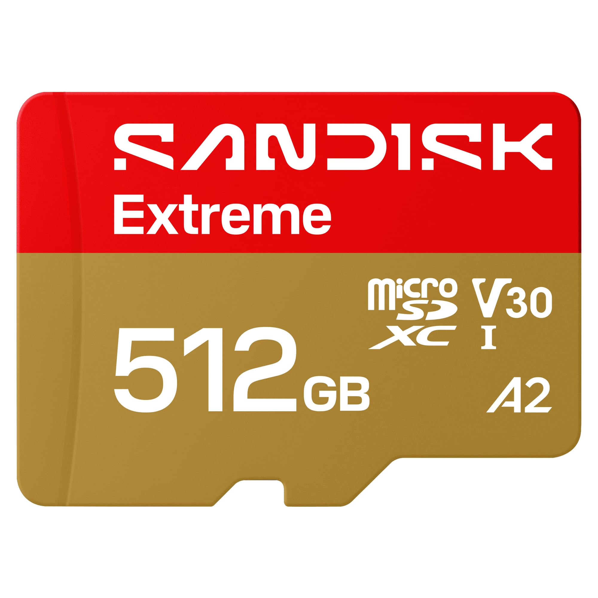 SANDISK 512GB Extreme microSD UHS-I Card - Up to 245MB/s Read Speed and 170MB/s Write Speed, 5.3K Video, 4K UHD Video, high-Performance for Action cams, Drones, Android Devices - SDSQXH9-512G-GZ6MA Image