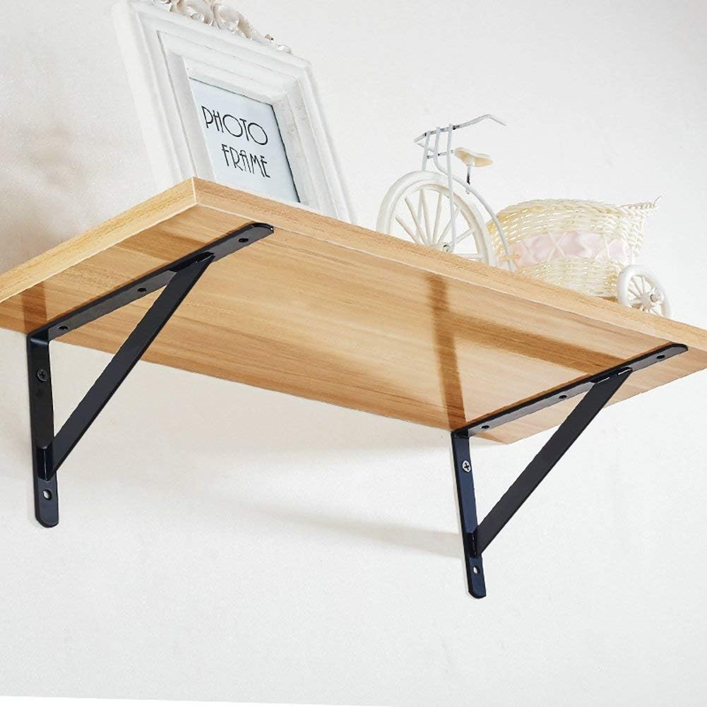 ORIGA 6 Pack 8" shelf brackets, Heavy Duty Black Floating Shelve Triangle Shelf Brackets 90 Degree Shelf Supporter Right Angle Wall Mount Bracket: Home Improvement