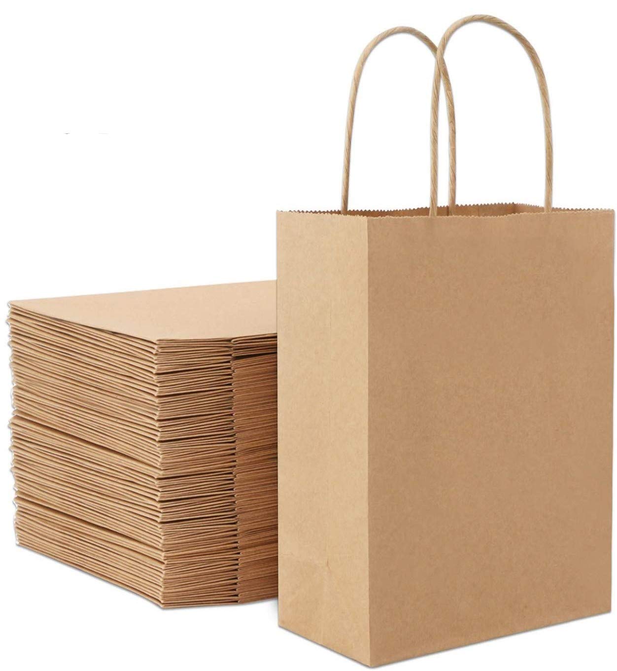 LATERN 32Pcs Brown Kraft Paper Bag, 27CM x 11CM x 20CM Xmas Party Bag Gift Bags Paper Carrier Bags for Christmas Birthday Wedding Parties
