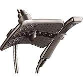 BRIGHT SHOWERS High Pressure Shower Head Combo with Two Spray Setting Fixed Shower Head and Two Spray Settings Handheld Shower Head with Grey Face, Brushed Nickel