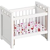Garneck Miniature Dollhouse Crib White Dollhouse Cot Mini Cot Mini Furniture Decoration Miniature Birch Crib