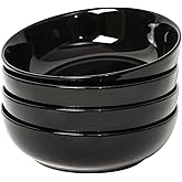 Selamica Ceramic Pasta Bowls Set of 4, Large Salad Bowl, Black