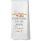 Mcehtle Mema Gifts Kitchen Towels, Gifts for Mema, Grandma Memas Gift from Grandchildre Grandkids, Memas Mother’s Day Hand Towel Tea Dish Towels 16x24 Inch