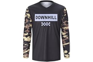 ZesiikLvie Mountain Bike Jersey Mens Long Sleeve Motocross Jersey Cycling Jersey Breathable Quick Dry Downhill BMX Off-Road