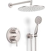 HammerHead Solid Metal Rain Shower System Set with Handheld and 10" Rainfall Head, Shower Valve and Trim Kit, 2-Handle Shower