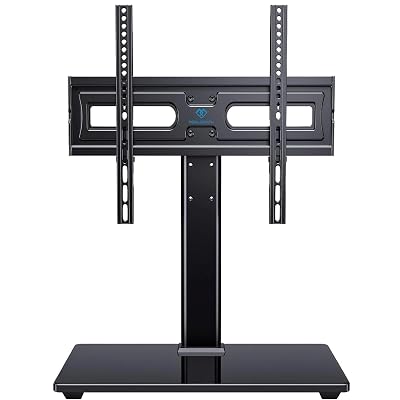 PERLESMITH Universal Swivel TV Stand-Table Top TV Stand for 32-65 inch TV-Height Adjustable TV Base with Heavy-Duty Tempered Glass Base, VESA 400x400mm up to 88lbs, PSTVS17