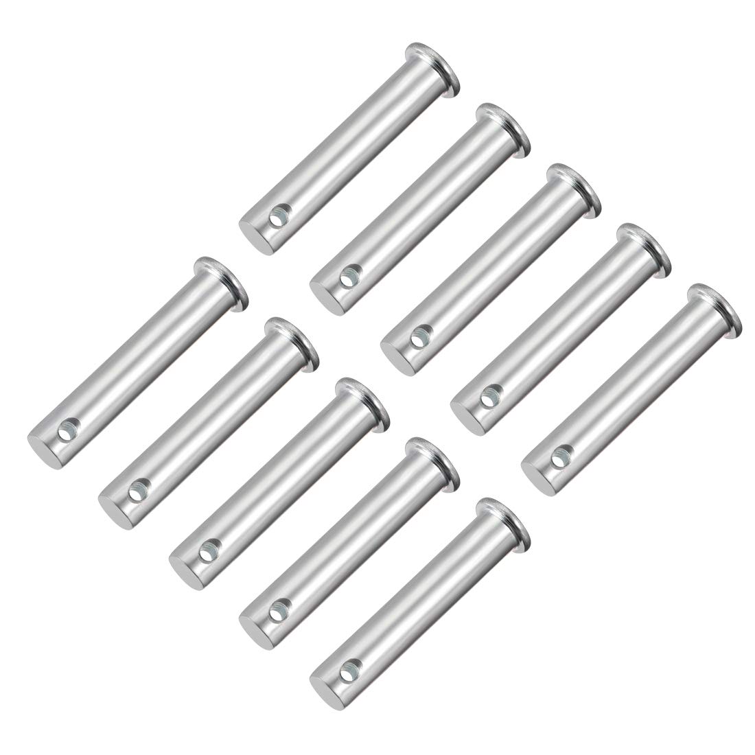 sourcing map Single Hole Clevis Pins,10mm x 50mm Flat Head Zinc-Plating Steel 10 Pcs