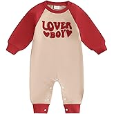 GGBNOMER Newborn Baby Boy Valentines Day Outfit Infant Love Heart Letter Print Romper Jumpsuits Onesie Cute Baby Boy Clothes