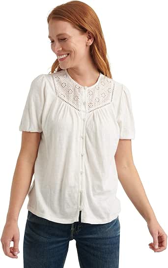 eyelet button down blouse
