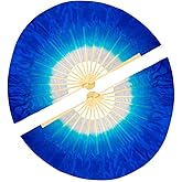 Nimiman Women Real Silk 1 Pair 40cm(15.7") Colorful Belly Dancing Silk Bamboo Veils Dance Short Fan Veil Gradient Color