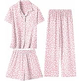 SANGTREE 3 Piece Boys Girls Pajama Sets Sleepwear Kids Clothes Girls Pjs Teen Button Down for Nights, for 5-14 Years