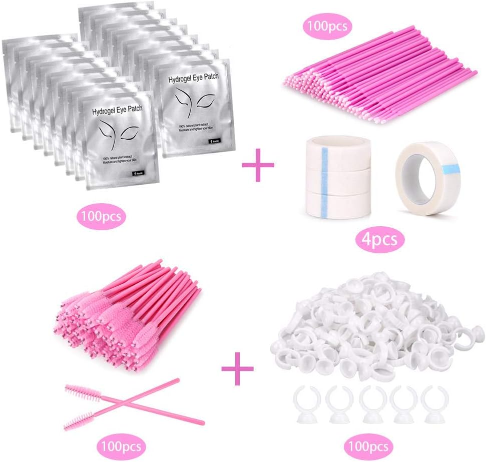 404 Pcs Eyelash Extension Kit, Eye Pads for Eyelash Extensions Eyelash Brush, Glue Rings, Micro Brushes Disposable Applicator - Image 3