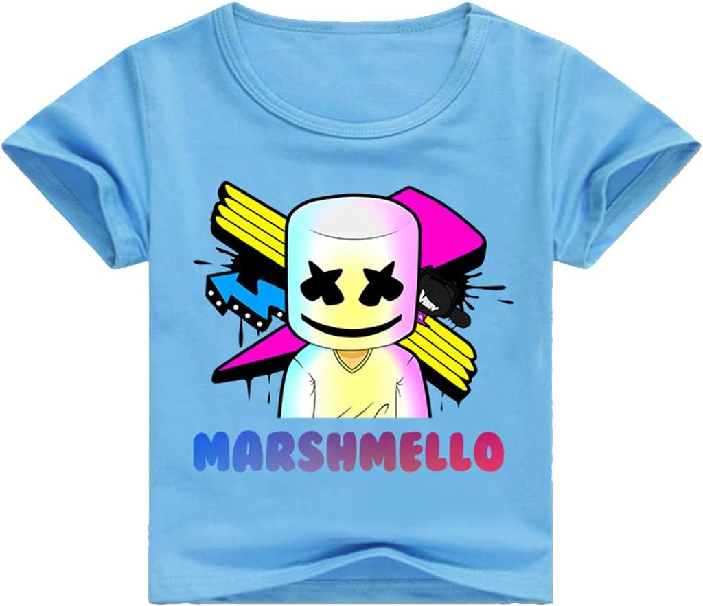 SummerSeed Marshmallow Playera para niños, Camiseta Juvenil Marshmello DJ Smiley Face Electric Music EDM Kids tee Cool Street Fashion Top: Amazon.es: Deportes y aire libre