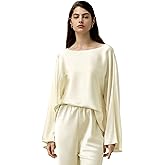 LilySilk Womens Pure Silk Blouse Ladies 32MM Double-Faced Silk Top with Crewneck Long Sleeves Shirt for Casual