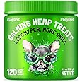 Calming Hemp Treats for Dogs Made in USA Organic Hemp Natural Separation Aid Helps Barking, Chewing, Thunder, Fireworks, Aggressive Behavior Soothing Stress Relief Natural Relaxation 120 Chews