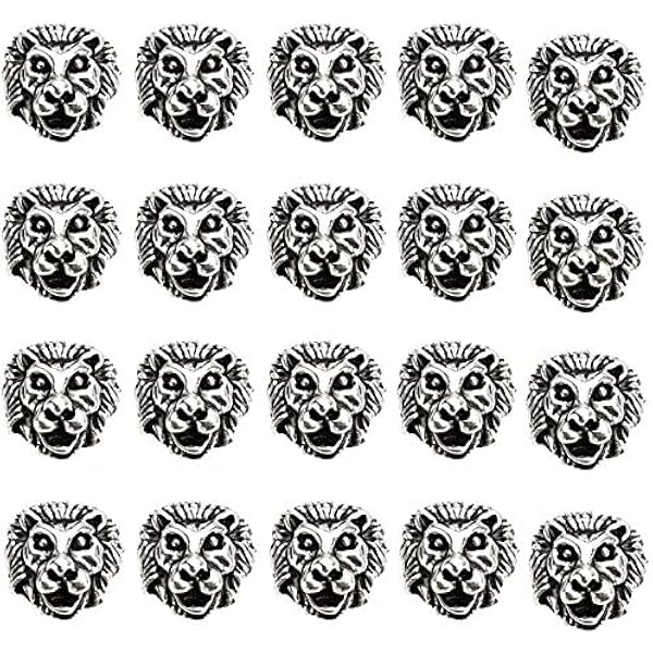 King Of The Forest Two Tone Lion Charm Bead In Sterling Silver