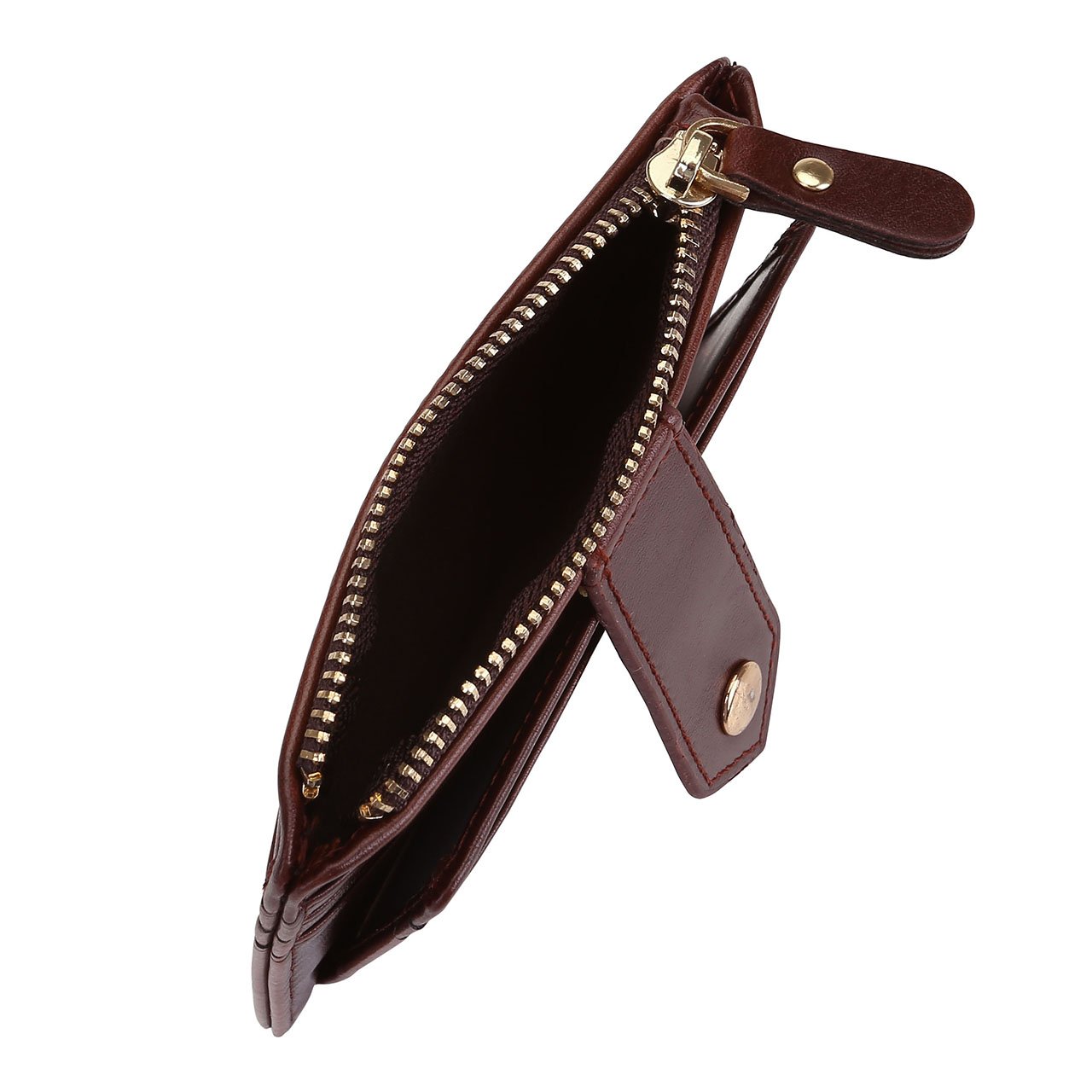 Faleto Portable Leather Credit Card Holder Wallet Bussniss Cards Holder Organizer for Men& Women With Zipper Pocket