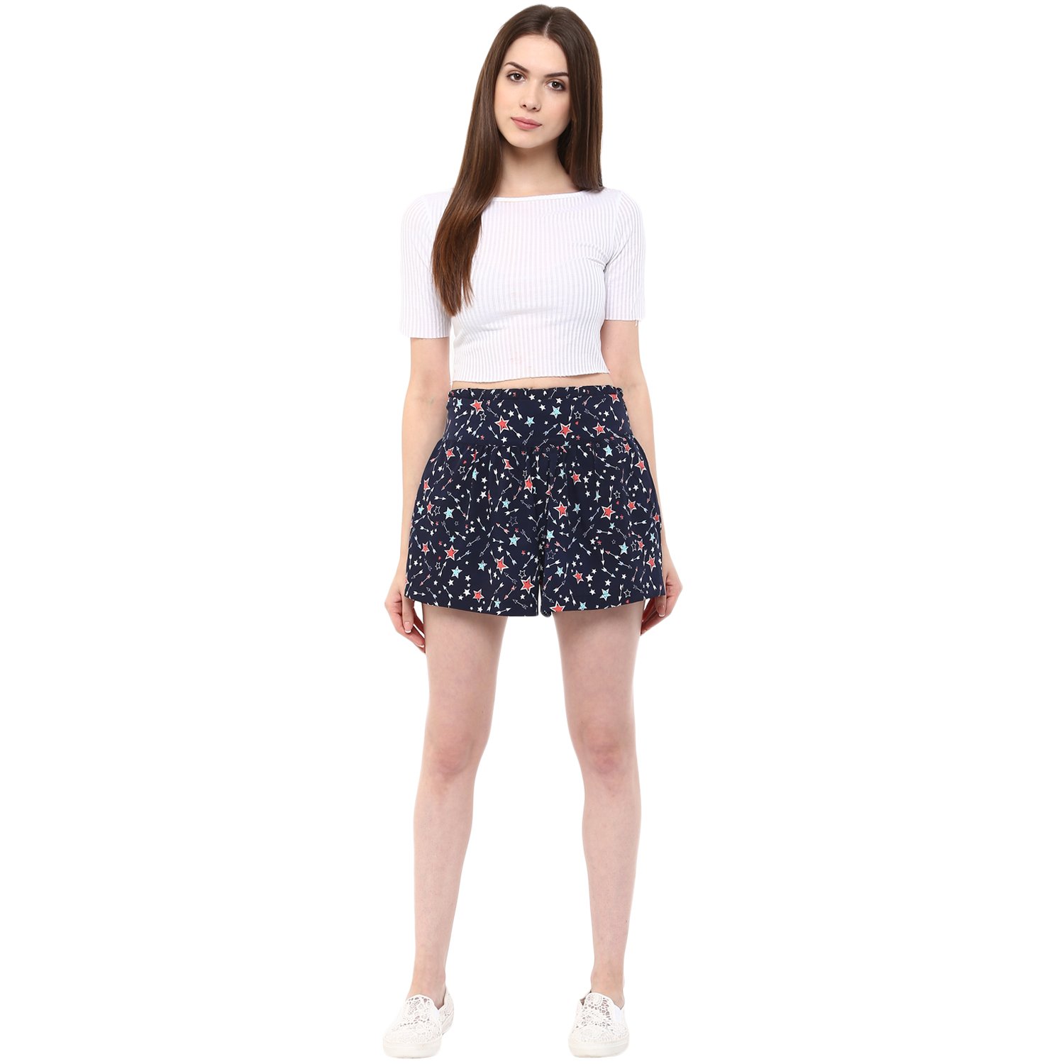 moderno&trade; printed women's blue printed shorts