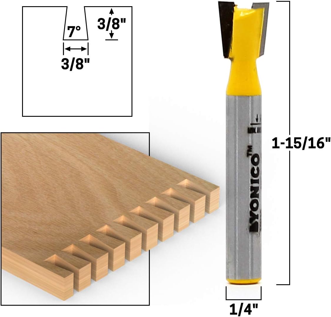 Yonico 14113q 14 X 3/8-Inch Dovetail Router Bit 1/4-Inch Shank - Image 3
