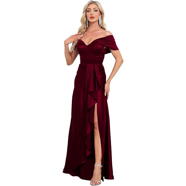 burgundy bridesmaid dresses under 50 Sexy Burgundy Wedding Guest Dresses Floor Length Bridesmaid Dress with Split US6 / Custom Color
