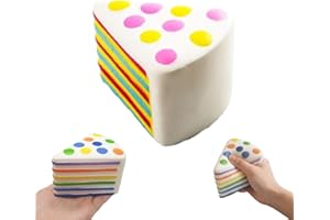 Giant Rainbow Cake Squishy Stress Ball, Rainbow Layer Cake Squishy,Big Squishys Slice Jumbo for Adult,Cream Cakes Bread Model