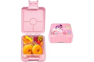 JOYHILL Bento Lunch Box for Kids, Adult Kids Lunch Box with 4 Compartment, Leak Proof Lunch Box Containers BPA-Free for Toddler Daycare School Travel, S-pink mermaid