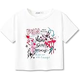 Dvenki Stylish Graphics Bright Base Color - Cute Crop Top for Little & Big Girls - Summer T-Shirt Clothes Tween Size 6-18