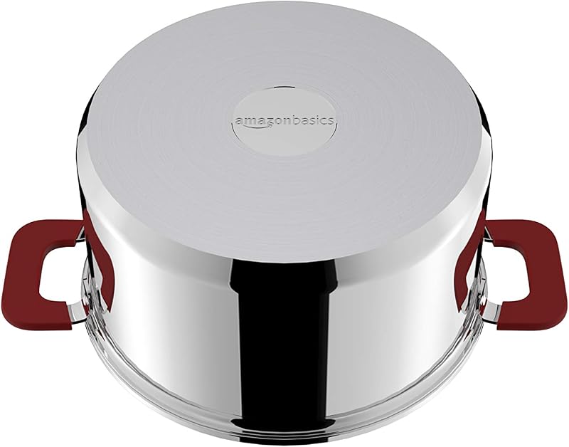 Batterie de Cuisine à Induction 3 Pièces en Acier Inoxydable - avec Couvercle Empilable, Poignée au Toucher Doux - 16/20/24 cm
