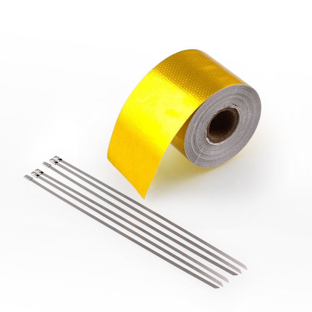 DollaTek Design Engineering Gold Foil High Temperature Heat Reflective Adhesive Backed Roll aluminum Foil Tapes （10MX50CM）