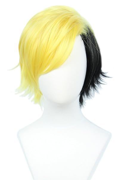 Linfairy Short Two Tone Layered Cosplay Wig Halloween Costume Wig