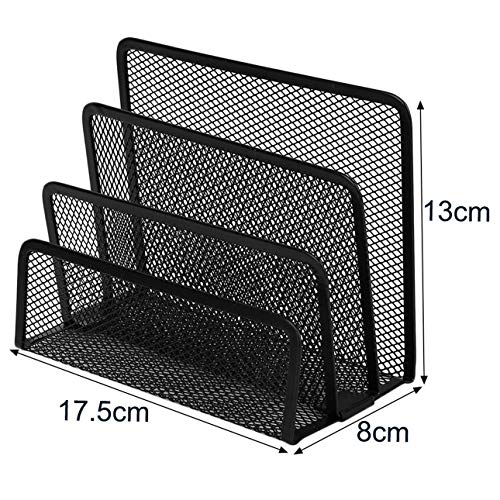 Smartlove1P Practical Mesh Metal Letter Sorter Mail Document File Tray Desk Office File Organizer Storage Holder Black