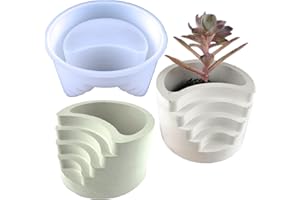 NINEXY Round Staircase Plaster Flower Pot Silicone Mold Succulent Planter Vase Cactus Concrete Mold Cement Clay Mold Epoxy Resin Pen Holder Storage Box Mould