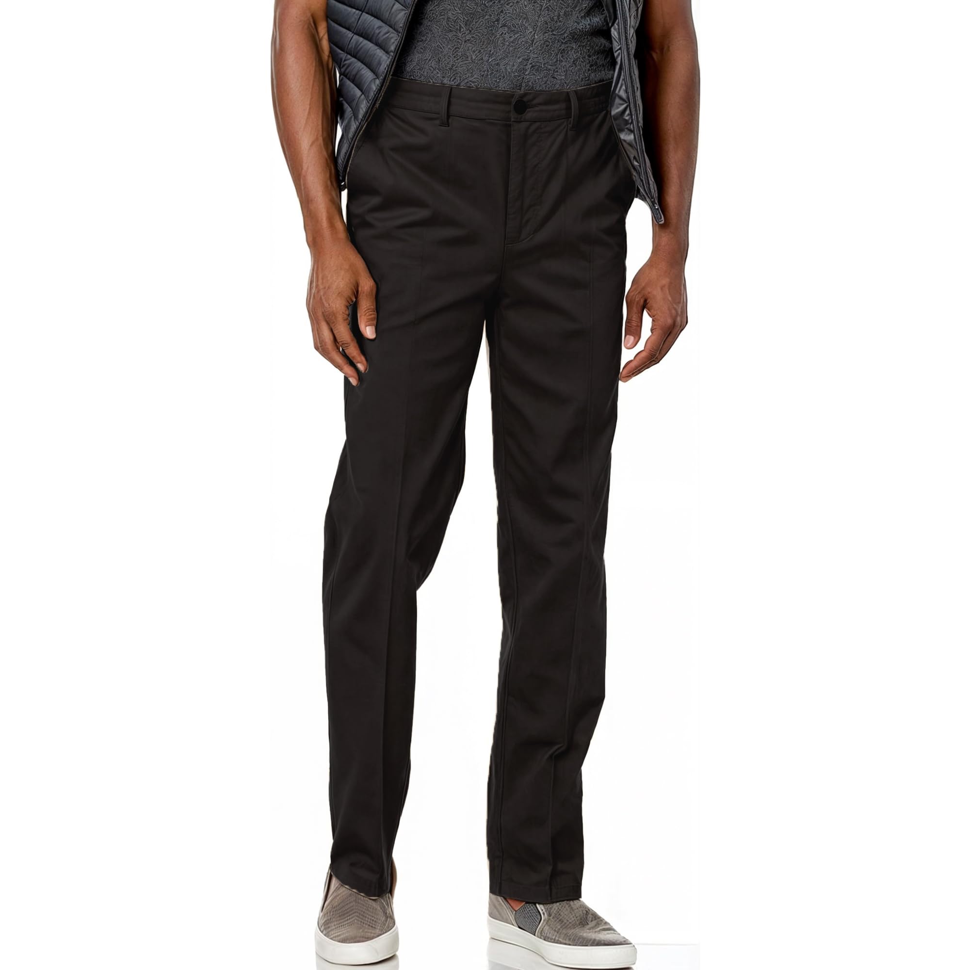 Savane Men’s Flat Front Stretch Ultimate Performance Chino Pants with Expandable Waistband (Waist Size 30 – 40 Big & Tall), 50W x 34L Big Tall, Ultimate Black