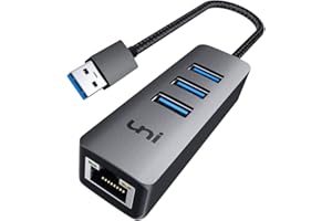 USB 3.0 to Ethernet Adapter, uni [High-Speed Gigabit] Network Hub, 4-in-1 Multiport Hub, Aluminum Shell USB-A to RJ45 Port Co