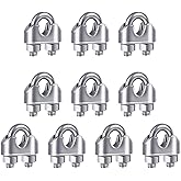 YAMASO 10PCS 1/4 Inches M6 Stainless Steel Wire Rope Cable Clip Clamp
