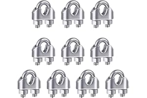 YAMASO 10PCS 1/4 Inches M6 Stainless Steel Wire Rope Cable Clip Clamp