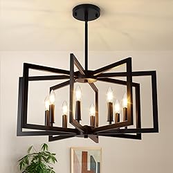 Bairth 8-Light Black Chandelier, Farmhouse Dining