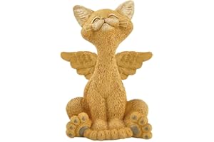 JFSM INC. Bereavement Memorial Orange Cat Angel Figurine with Angel Wings Cat Loss Sympathy Gift - Happy Cat Collection - Cat Bereavement Gifts, Cat Memorial, Cat Loss Gifts, Cat Lover Gifts