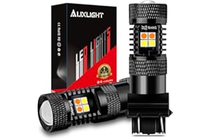 AUXLIGHT 3157 3057 4157 3155 3457 Switchback LED Bulbs 16SMD Chipsets Parking Lights/Daytime Running Lights/DRL and Turn Signal Lights with Projector replacement, White/Amber (Pack of 2)