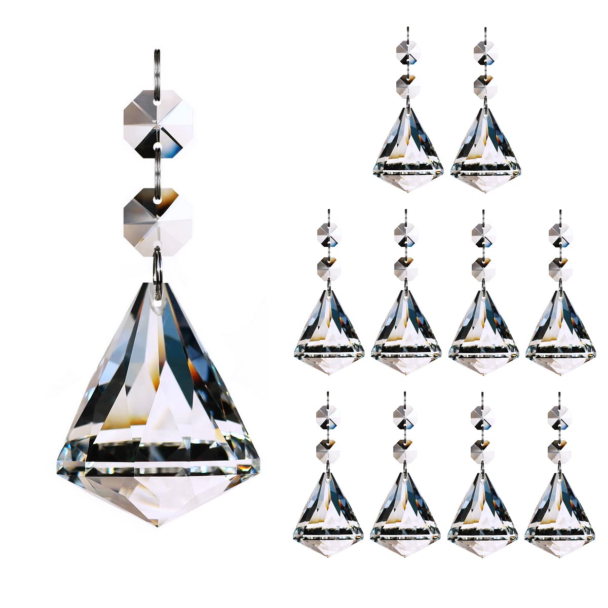 Photo 1 of GOLDENHAITAI 10pcs Crystal Ball Prisms Chandelier Parts Pendant, Hanging Glass Crystals Suncatcher for Window Decoration Clear 40mm